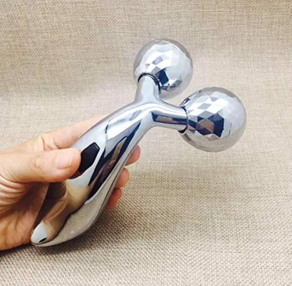 NextTech_Silver_Double_Ball_Facial_and_Body_Massage_Roller_-_Handheld_Manual_Massager_for_Face,_Neck_&_Full_Body_Relaxation