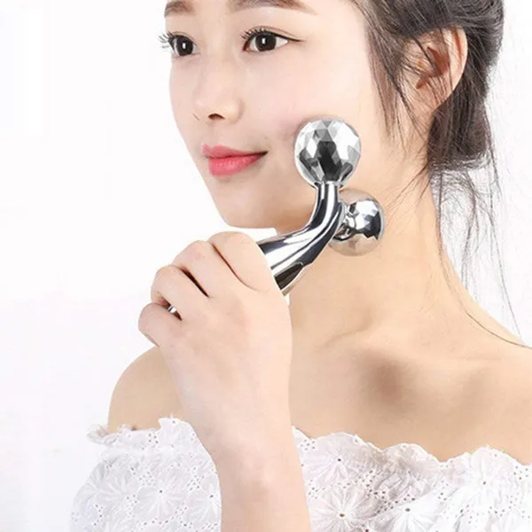 NextTech_Silver_Double_Ball_Facial_and_Body_Massage_Roller_-_Handheld_Manual_Massager_for_Face,_Neck_&_Full_Body_Relaxation