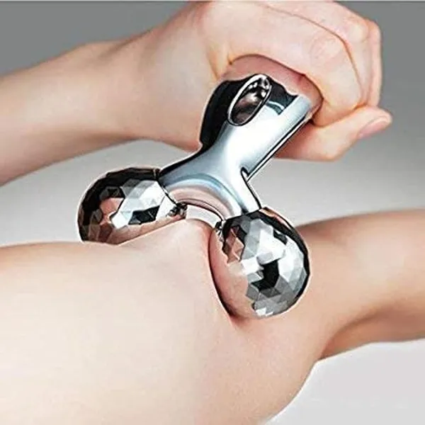 NextTech_Silver_Double_Ball_Facial_and_Body_Massage_Roller_-_Handheld_Manual_Massager_for_Face,_Neck_&_Full_Body_Relaxation