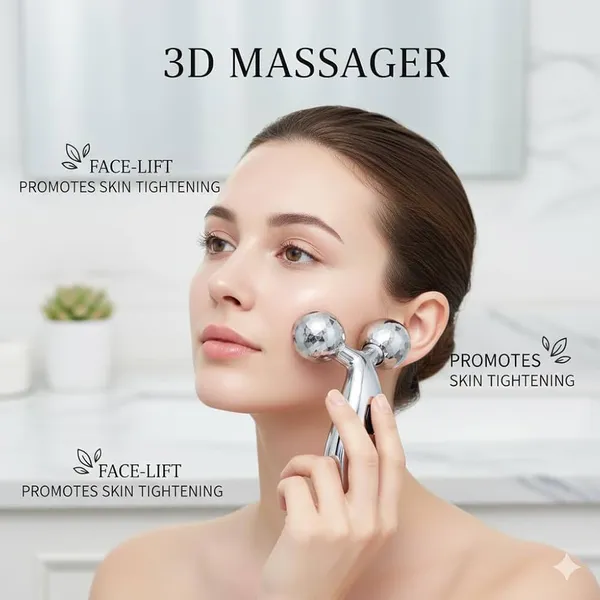 NextTech_Chrome_Four_Ball_Manual_Body_Massager_-_Handheld_Roller_for_Back,_Neck_&_Full_Body_Relaxation,_Deep_Tissue_Massage_Tool