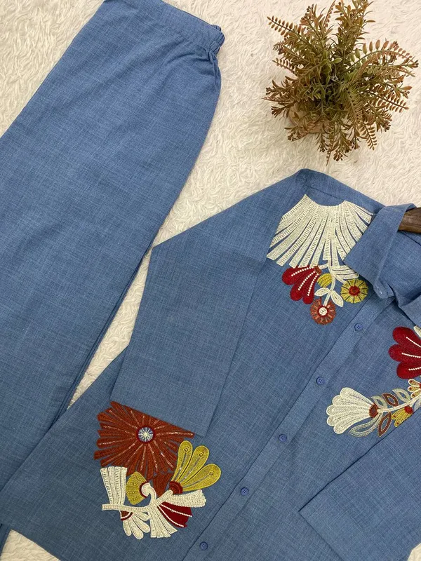 Blue_Textured_Embroidered_Kurta_Set_for_Women