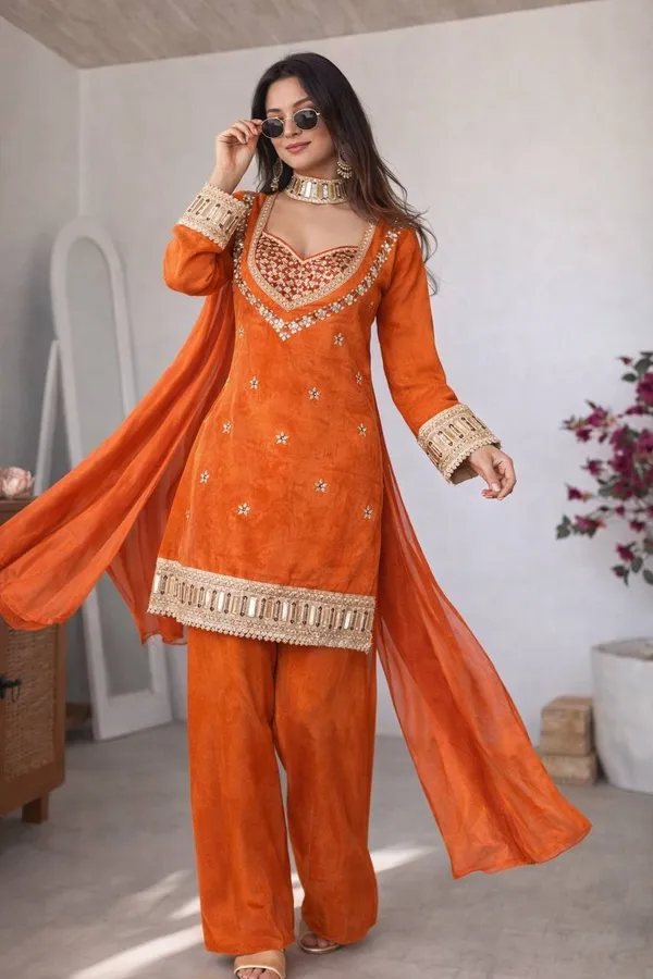 Orange_Embellished_Straight_Kurta_Set_for_Women