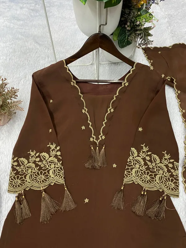 Brown_Embroidered_Kurta_Set_With_Dupatta_for_Women