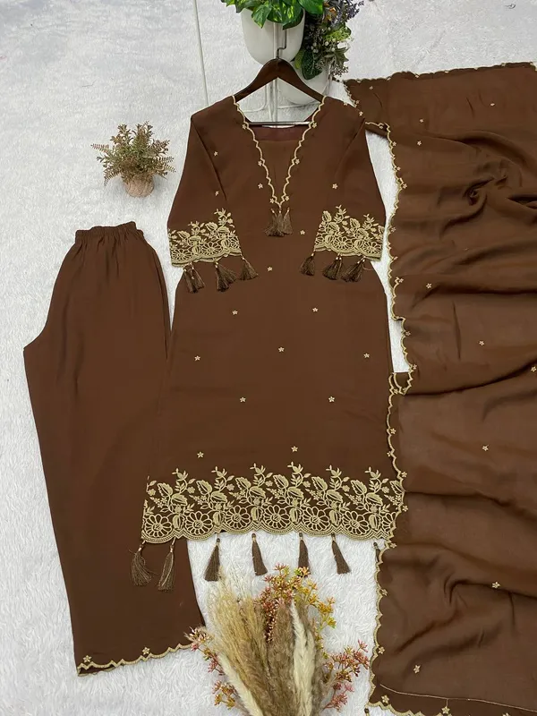 Brown_Embroidered_Kurta_Set_for_Women