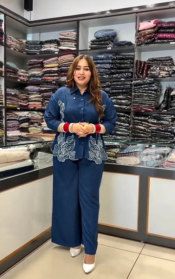 Women’s_Royal_Blue_Embroidered_Kurta_Pant_Set_|_Shirt_Style_Kurti_with_Straight_Pants