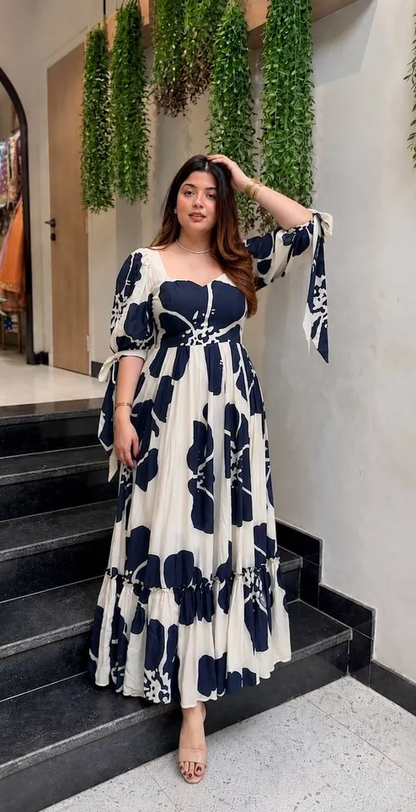 Cream_Navy_Printed_Puff_Sleeve_Maxi_Dress_for_Women