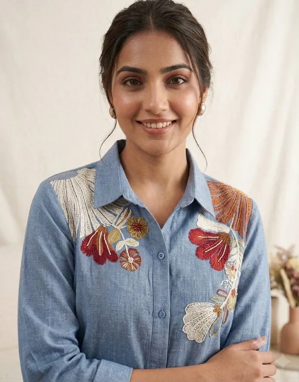 Blue_Textured_Embroidered_Kurta_Set_for_Women