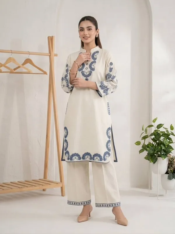 Cream_Cotton_Straight_Paisley_Embroidered_Kurta_Palazzo_Set_For_Women