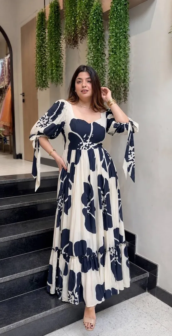 Cream_Navy_Printed_Puff_Sleeve_Maxi_Dress_for_Women