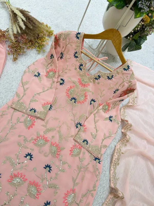 Peach_Embroidered_Three_Piece_Kurta_Set_For_Women