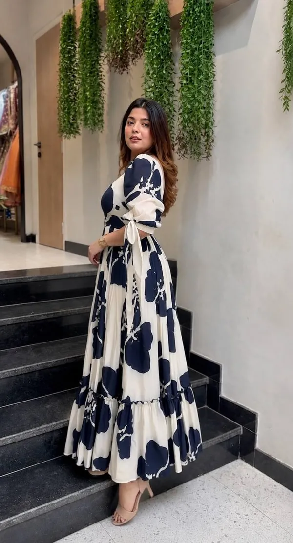 Cream_Navy_Printed_Puff_Sleeve_Maxi_Dress_for_Women