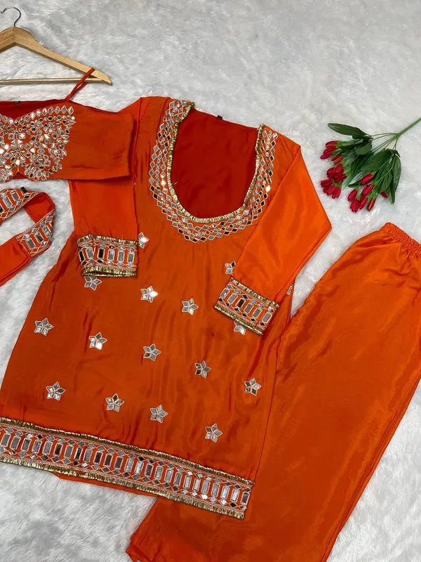 Orange_Embellished_Straight_Kurta_Set_for_Women