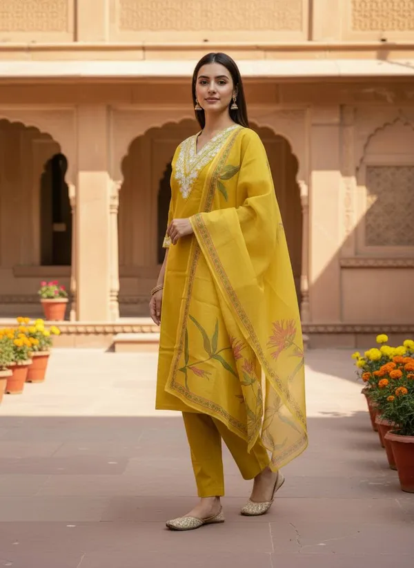 Yellow_Embroidered_Straight_Kurta_Set_For_Women