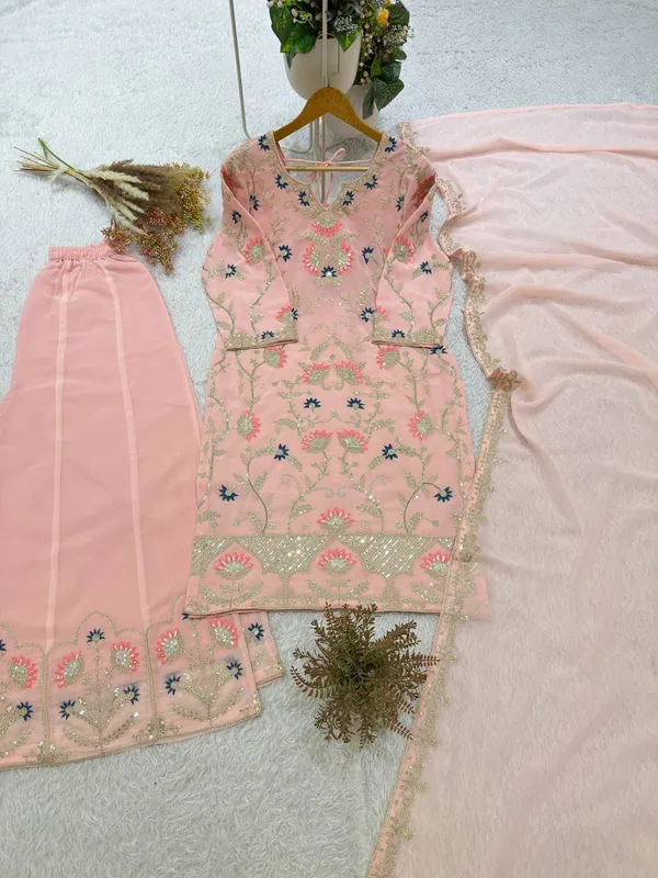 Peach_Embroidered_Three_Piece_Kurta_Set_For_Women