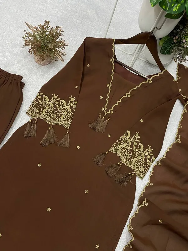 Brown_Embroidered_Kurta_Set_With_Dupatta_for_Women