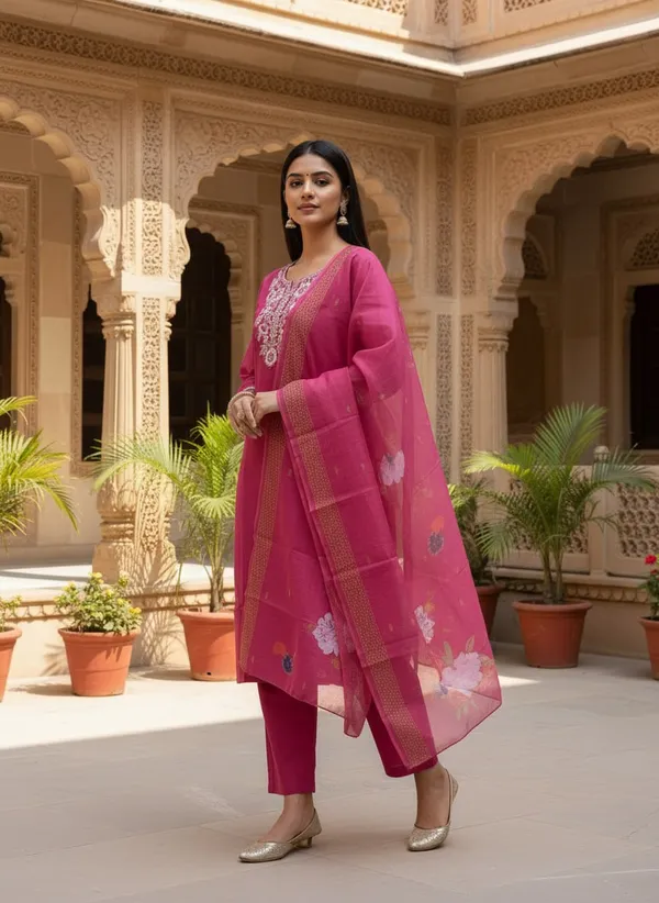 Magenta_Embroidered_Straight_Kurta_Set_for_Women