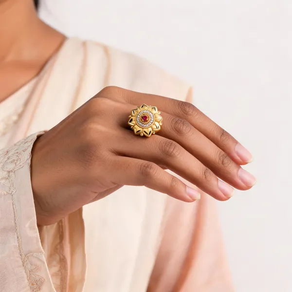 Gold_Brass_Sunburst_Floral_Statement_Ring_For_Women