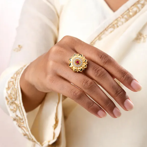 Gold_Brass_Sunburst_Floral_Statement_Ring_For_Women