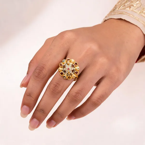 Gold_Brass_Floral_Pink_Stone_Studded_Statement_Ring_For_Women