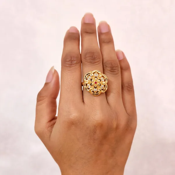 Gold_Brass_Layered_Floral_Stone_Statement_Ring_For_Women