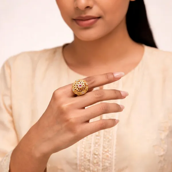 Gold_Brass_Openwork_Floral_Red_Stone_Studded_Ring_For_Women