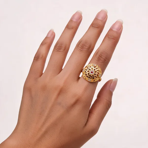 Gold_Brass_Openwork_Floral_Red_Stone_Studded_Ring_For_Women