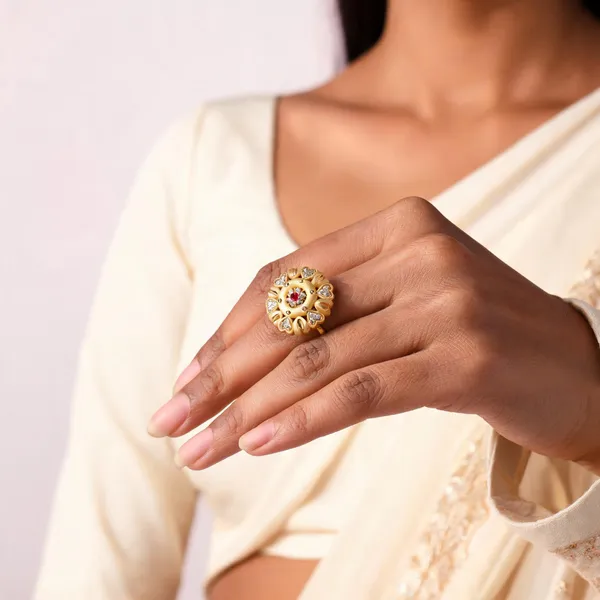 Gold_Brass_Floral_Heart_Stone_Statement_Ring_For_Women