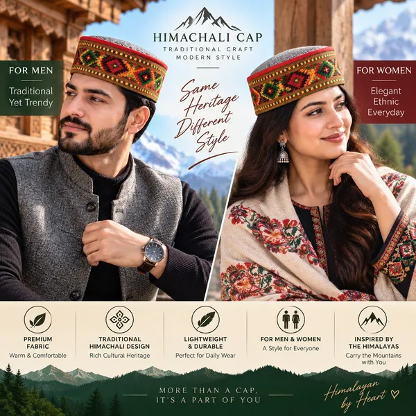 Multicolor_Fabric_Traditional_Himachali_Cap_For_Men_And_Women