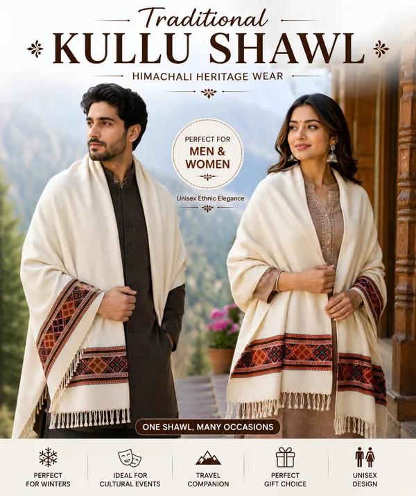 Cream_Traditional_Kullu_Shawl_for_Men_And_Women
