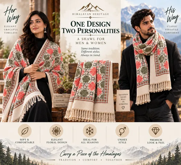 Cream_Floral_Patterned_Shawl_For_Men_And_Women