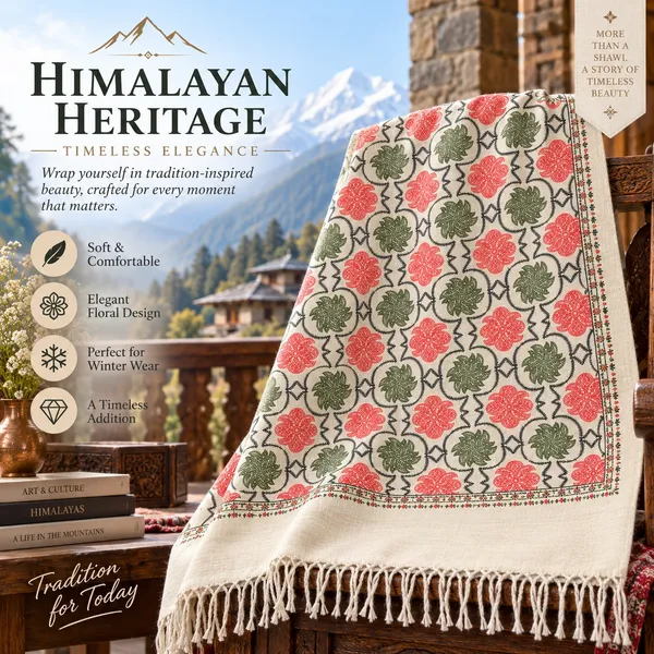 Cream_Floral_Patterned_Shawl_For_Men_And_Women
