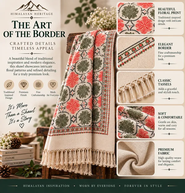 Cream_Floral_Patterned_Shawl_|_Premium_Himalayan-Inspired_Traditional_Wear_for_Men_&_Women