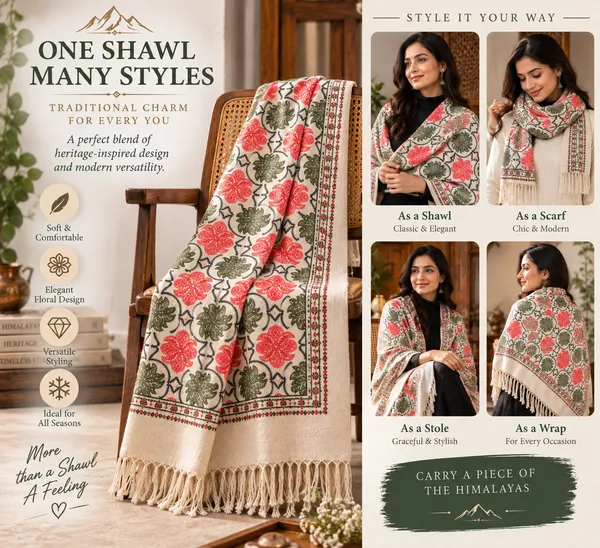 Cream_Floral_Patterned_Shawl_|_Premium_Himalayan-Inspired_Traditional_Wear_for_Men_&_Women
