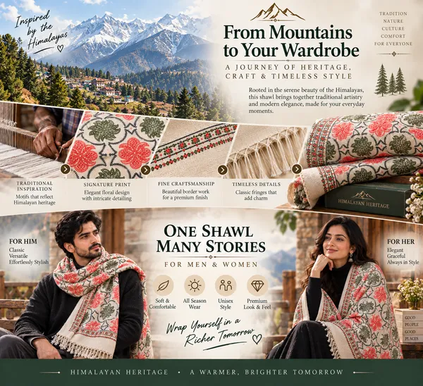 Cream_Floral_Patterned_Shawl_|_Premium_Himalayan-Inspired_Traditional_Wear_for_Men_&_Women