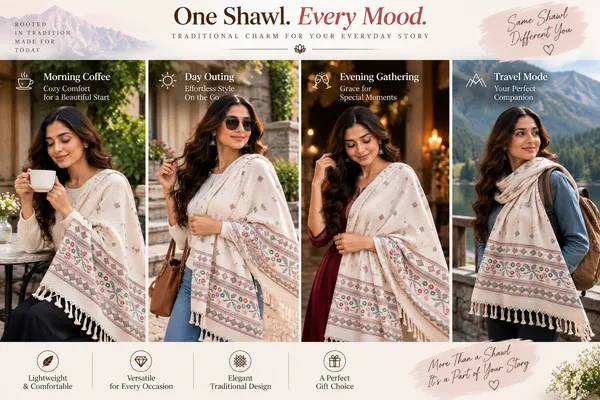 Cream_Printed_Lightweight_Shawl_|_Arcaline_Wool_Himalayan-Inspired_Ethnic_Wear_for_Men_&_Women