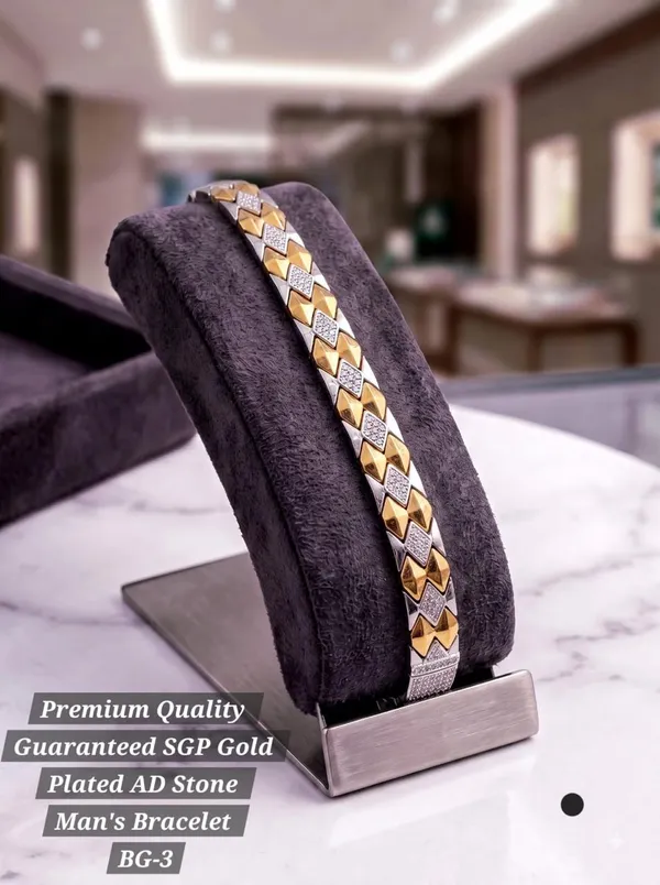 Gold_Silver_Stainless_Steel_Ad_Stone_Geometric_Link_Bracelet_For_Men