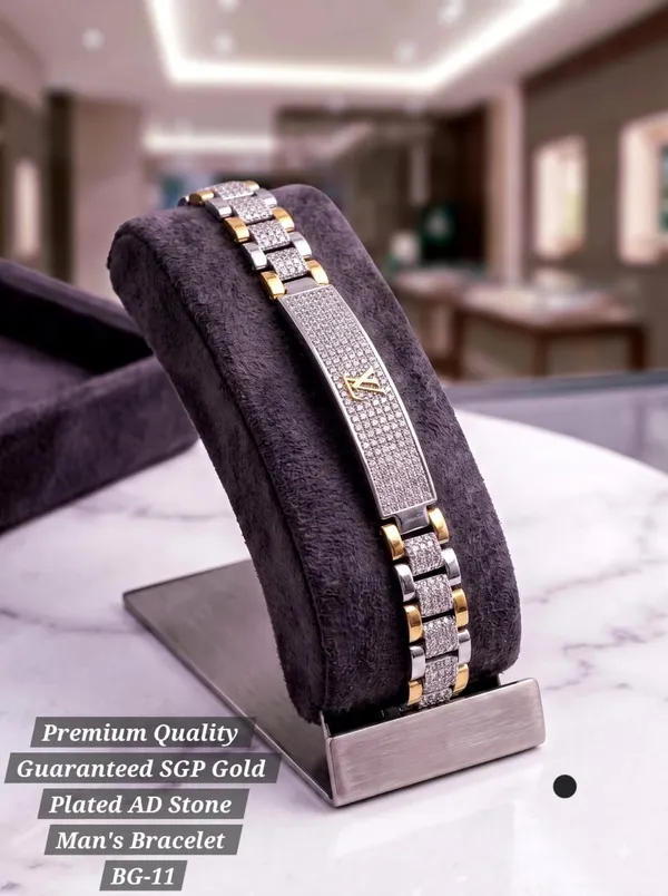 Gold_Silver_Stainless_Steel_Two-Tone_Ad_Stone_Bracelet_For_Men