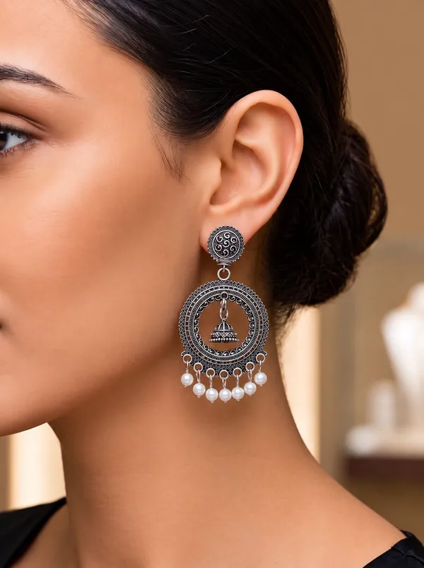 Silver_Metal_Oxidized_Pearl_Drop_Chandbali_Dangle_Earrings_For_Women