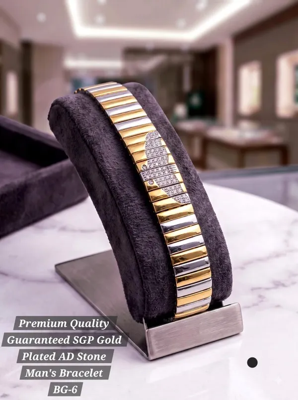 Gold_Silver_Plated_Stainless_Steel_Ad_Stone_Link_Bracelet_For_Men