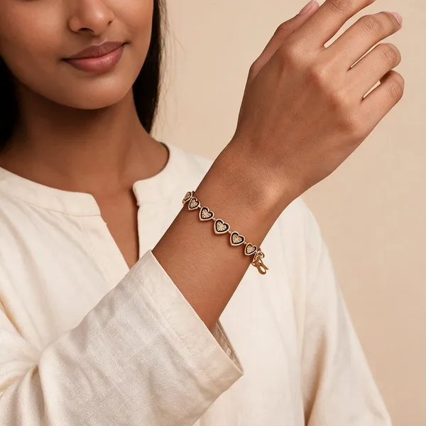 Gold_Brass_Heart_Link_Bracelet_For_Unisex