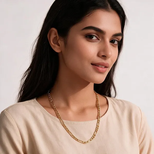 Gold-Tone_Brass_Elongated_Link_Chain_Necklace_For_Unisex
