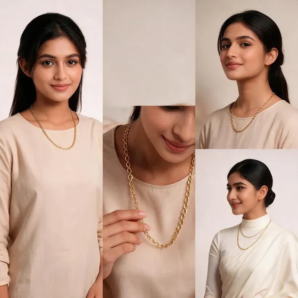 Gold-Tone_Brass_Textured_Oval_Link_Chain_Necklace_For_Unisex