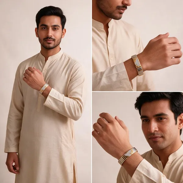 Gold_Silver_Plated_Stainless_Steel_Ad_Stone_Link_Bracelet_For_Men