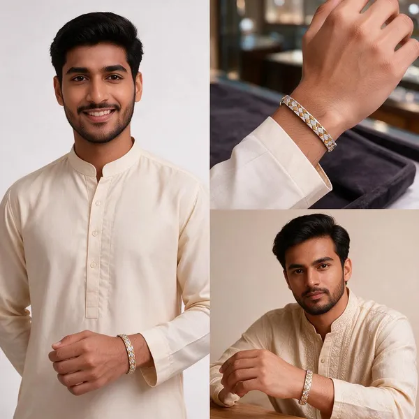 Gold_Silver_Stainless_Steel_Ad_Stone_Geometric_Link_Bracelet_For_Men