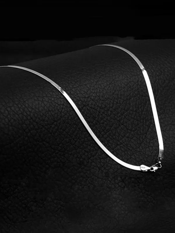 Silver_Stainless_Steel_Silver-Plated_Anti-Tarnish_Snake_Chain_Necklace_For_Women