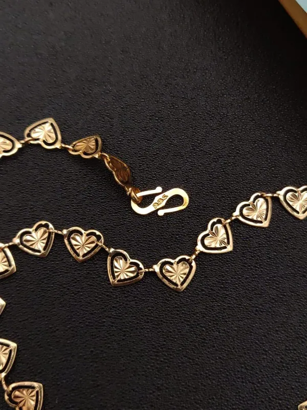 Gold_Brass_Heart_Link_Bracelet_For_Unisex