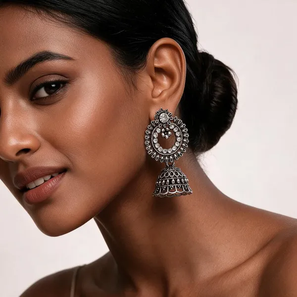 Silver_Metal_Oxidized_American_Diamond_Floral_Jhumki_Earrings_For_Women