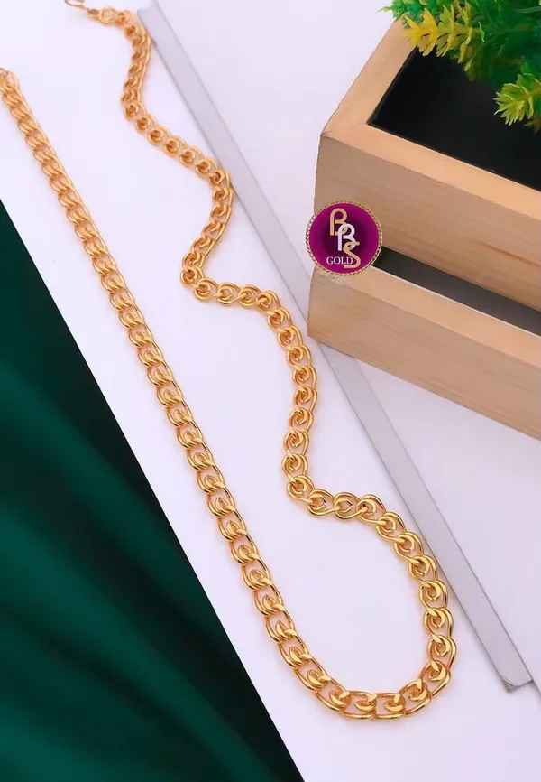 Gold-Tone_Brass_Loop_Link_Chain_Necklace_For_Unisex