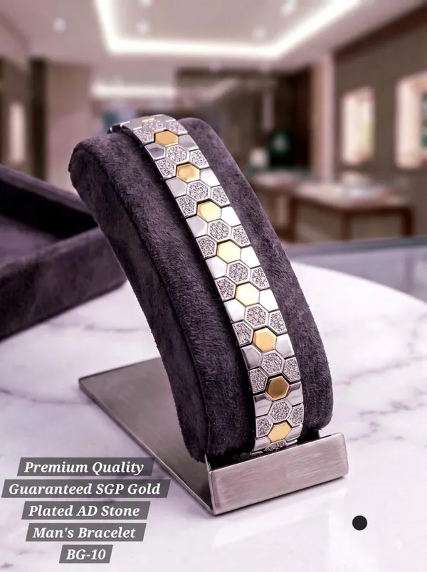 Silver_Gold_Plated_AD_Stone_Bracelet_For_Men
