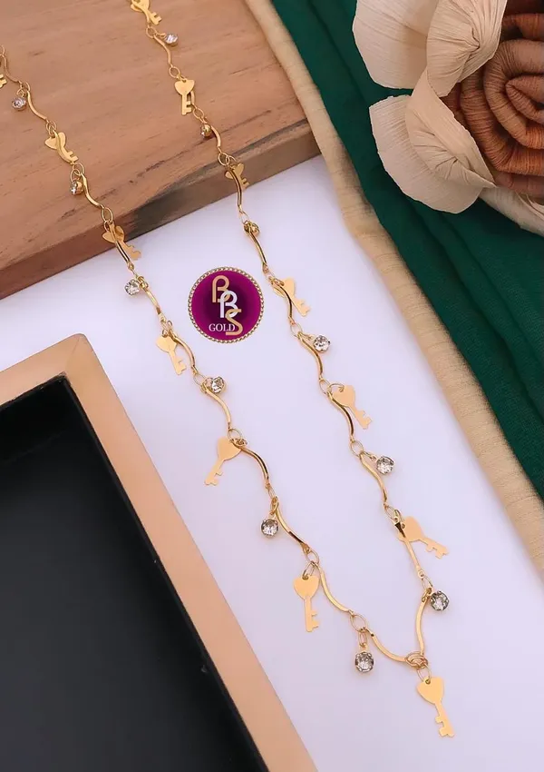 Gold_Tone_Key_Charm_Necklace_for_Unisex
